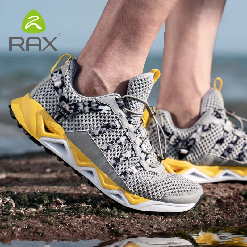 

Мужские быстросохнущие дышащие кроссовки Rax для рыбалки, ПУ Стельки с отверстиями, Нескользящие кроссовки для походов