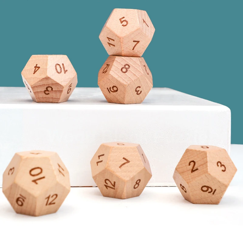 

Board Games Wooden Dice 12 Sided Sculpture Digital Dice For Club Party Family DIY Games Accessories