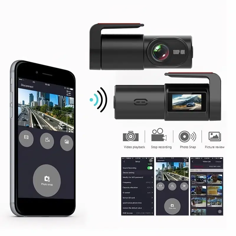 

Мини-видеорегистратор со встроенным WiFi и экраном, FHD1080P