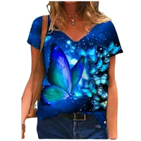 3xl oversides ladies tops casual short sleeve v neck loose t shirt plus size women 3d butterfly summer tees 2021 new clothes