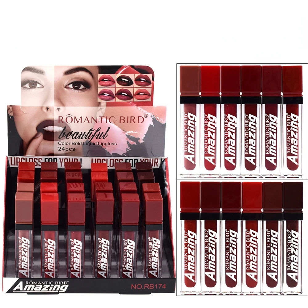 

Матовый цвет губ 12 цветов смешанный красный пурпурный губ глазурь 24 комплекта