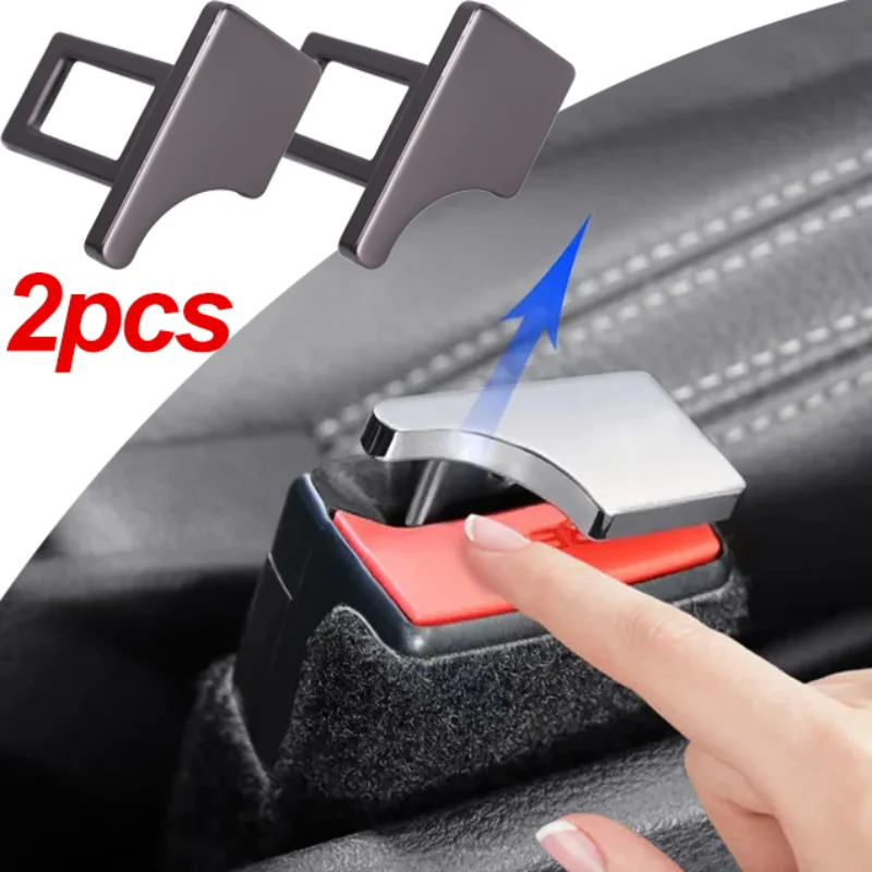 

2pcs Hidden Car Seat Safety Belt Buckle Clip Alert Silencer Metal Insert Card Auto Interior Seat Buckles Seatbelt Accessories