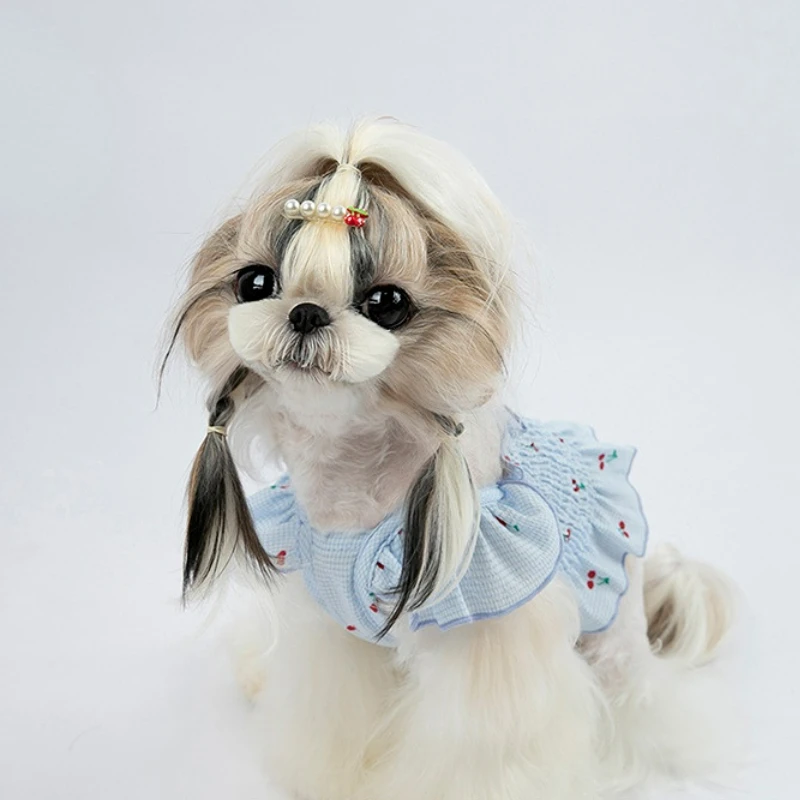 

Шифоновое короткое платье с принтом вишни для собак, женское платье для маленьких собак