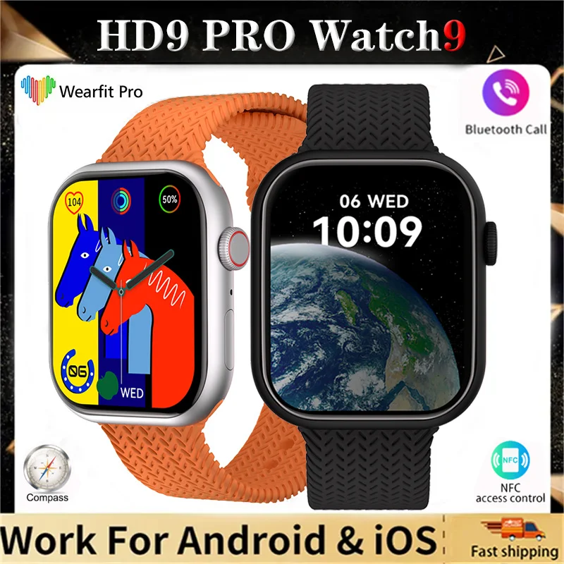 

Новинка 2023, Смарт-часы HD9 Pro для мужчин и женщин, умные часы для фитнеса с компасом, стандартным Gps, AMOLED для ios, Android, BT, звонки PK, оригинальные Iwo серии 9