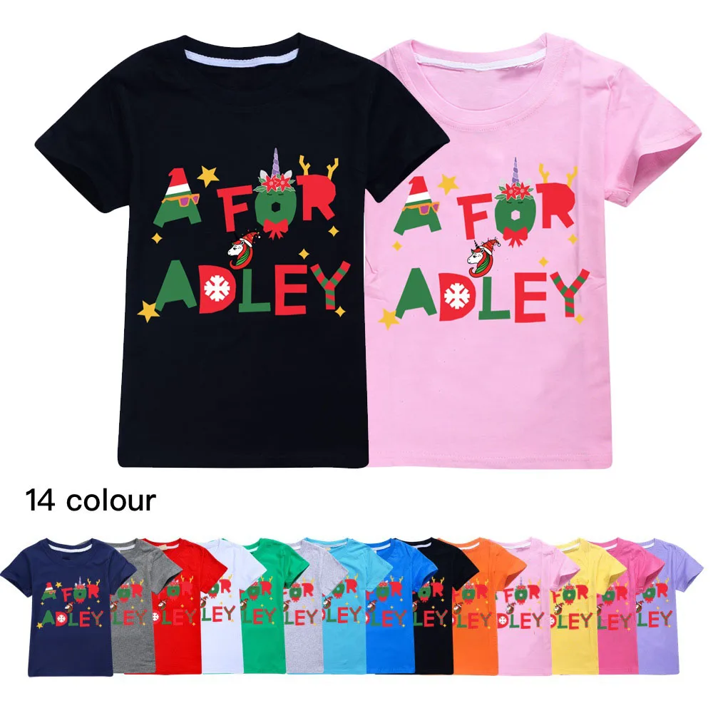 

Футболка для малышей A FOR ADLEY, милая детская одежда, мультяшная аниме футболка для мальчиков и девочек, летняя детская одежда с принтом, топы