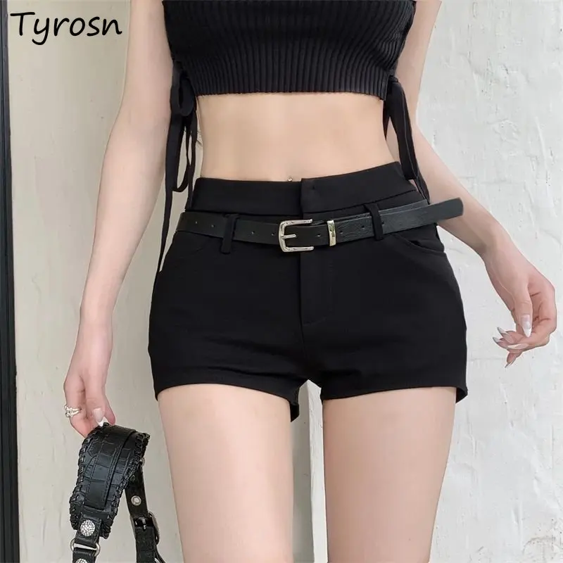 

Шорты женские дизайнерские модные Универсальные простые однотонные женские пикантные весенние с высокой талией нежные элегантные ремни в Корейском стиле удобные облегающие Новые