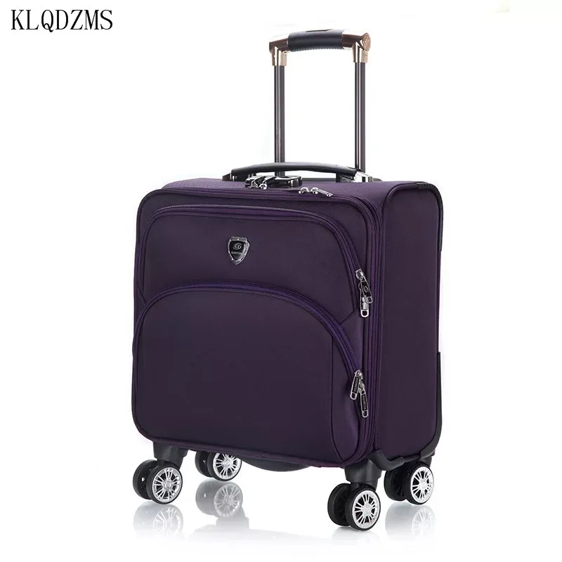 KLQDZMS 18 Inch Oxford Cloth Small Suitcase Men's Business Travel Box Ladies Waterproof Cabin Luggage Case Student Roller Bag