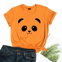 summer panda print short sleeve t shirts vintage y2k women o neck plus size tops 2021 new fashion solid colors tees street indie