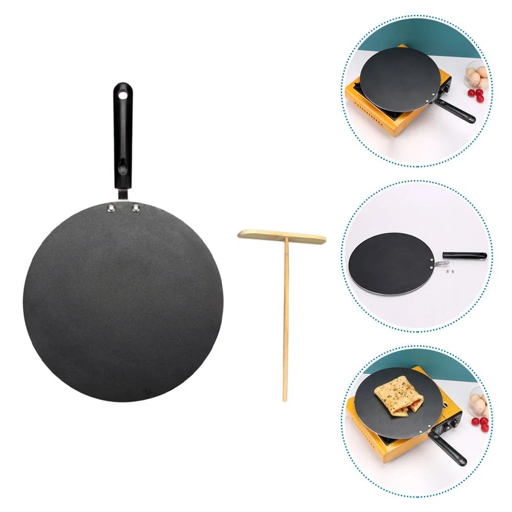 

Pancake Fruit Non Stick Skillets Restaurant Cooking Supply Kitchen Non-stick Aluminum Alloy Frying Wooden Scraper