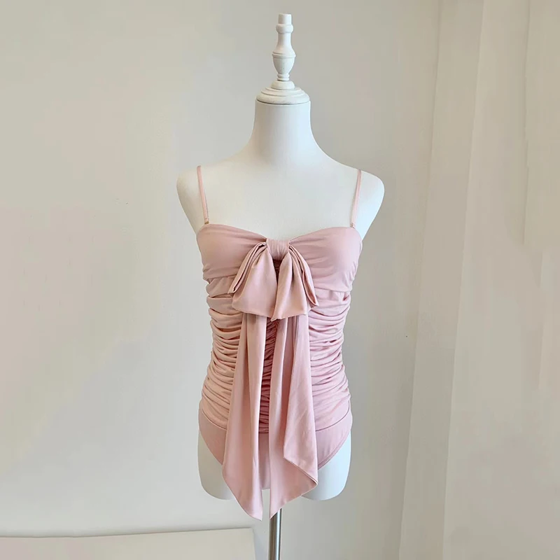 Женский облегающий украшение в виде бабочки модный сексуальный топ с лямкой на