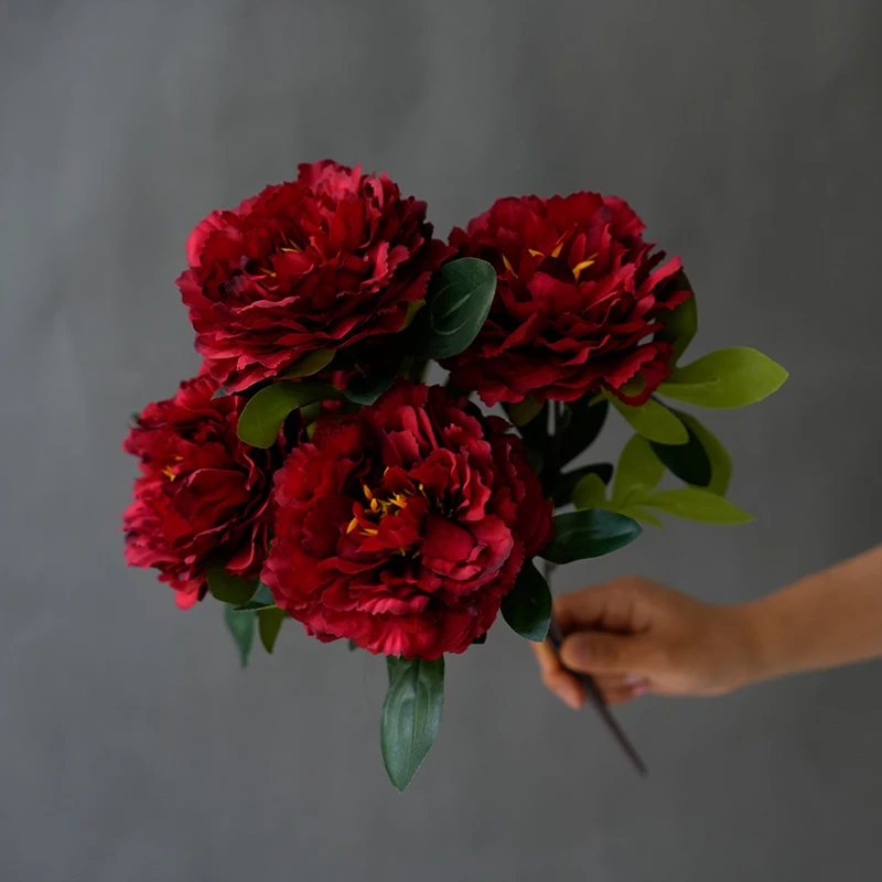 Искусственные шелковые пионы WQNJIN, набор из 5 штук