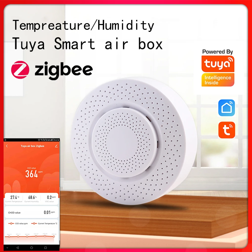 

Беспроводной автоматический детектор качества воздуха Tuya, анализатор температуры с управлением через приложение для телефона, прибор для ...