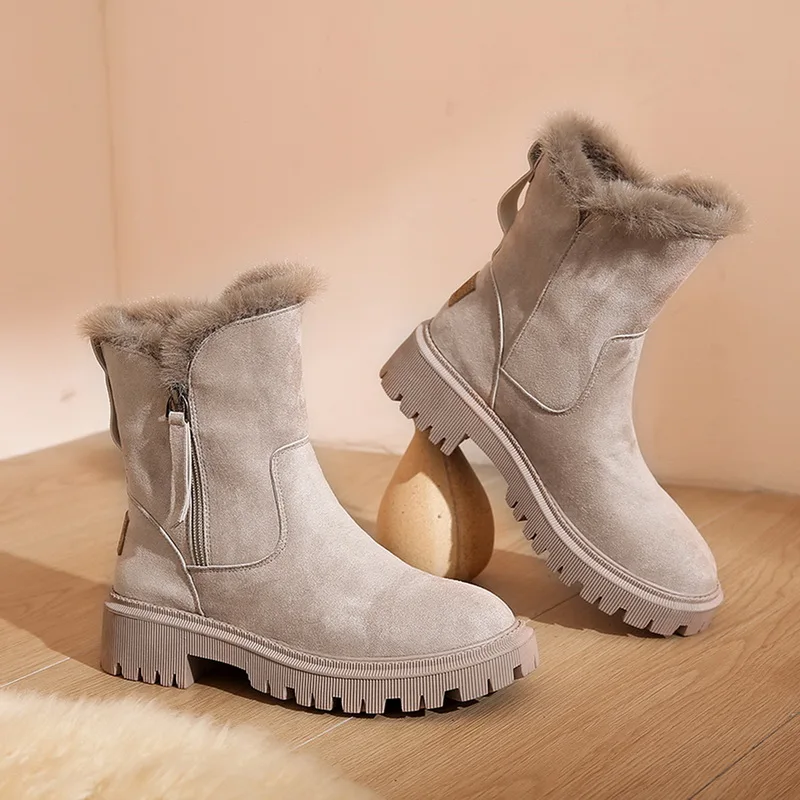 Winter Boots Women Shoes New Platform Warm Fashion Snow Boots Size 42 Punk Shoes Plush Chunky Boots Non-Slip Botas De Mujer