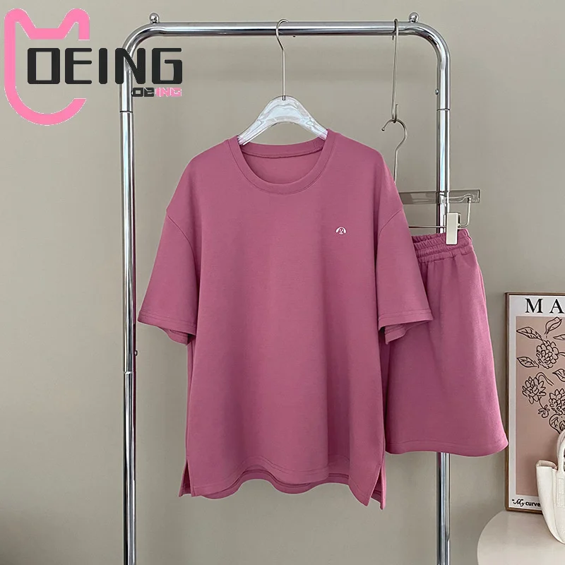 

Женский свитер, Lengan Pendek Bordir mumusim Panas Wanita Celana Pendek Pinggang Tinggi Set Dua Wanita