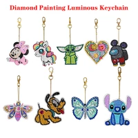 5d disney diamond painting keychain special rhinestone cartoon minions pony yoda stitch diy craft kits key chain accessories