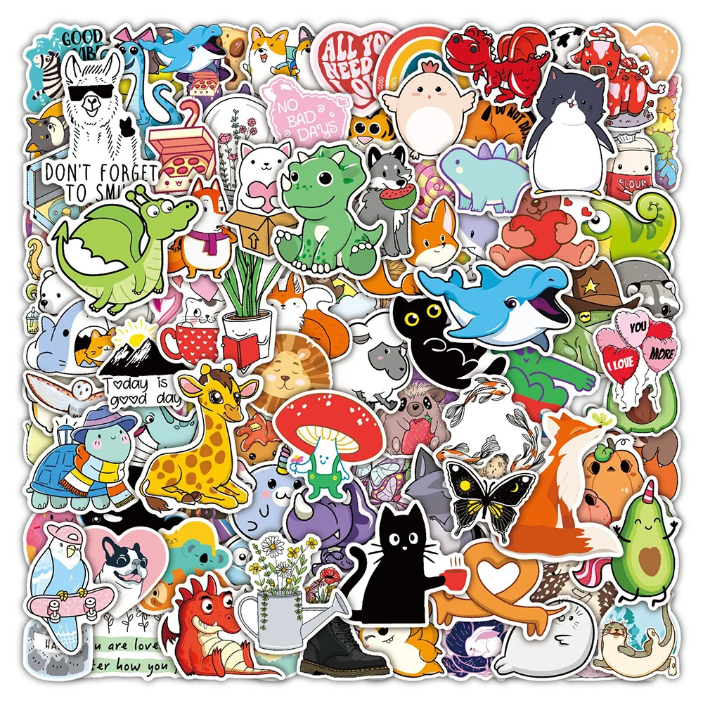 

10/30/50/100pcs Kawaii Animal Cartoon Stickers for Kids Decoration Decals DIY Scrapbooking Laptop Car Cute Educational Sticker