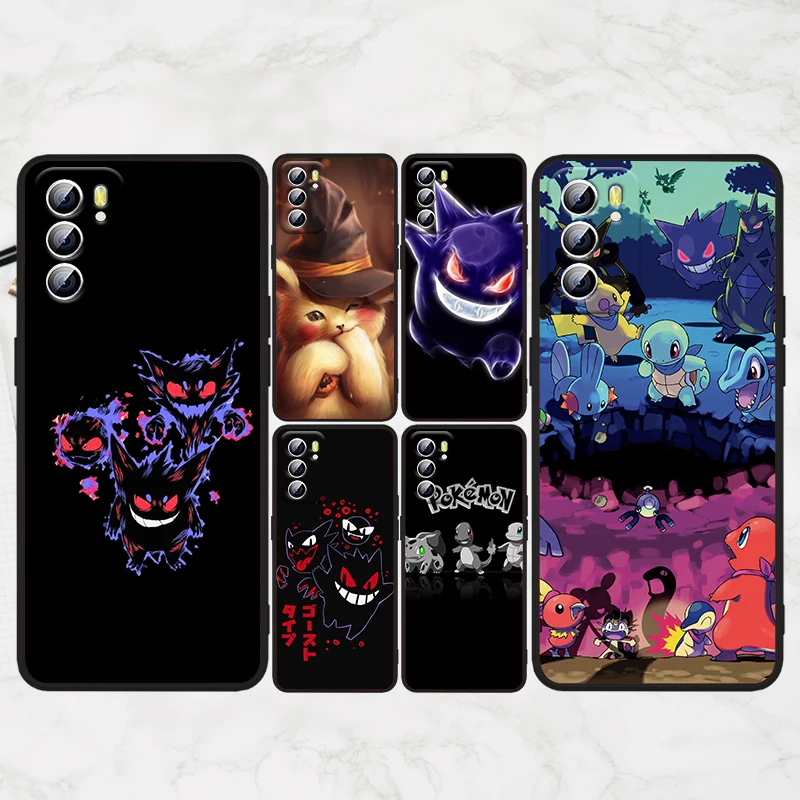 

Gengar Ghost Pokémon Phone Case For OPPO Reno 8 7 6 5 4 2 Z Lite Pro Plus SE 4G 5G Soft TPU FUnda Black Silione Cover