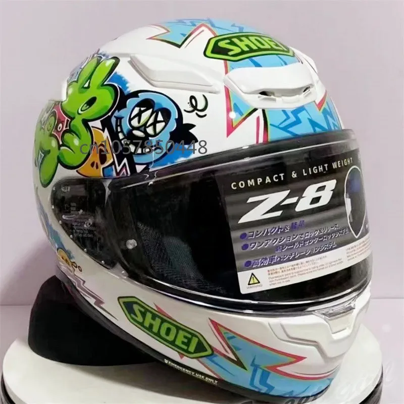 

Motorcycle Helmet High Quality Abs Z8 Mural Light Black Personality Helmet Full Cover All Seasons Full Helmets Men Women