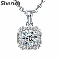 sherich square shape moissanite 100 925 sterling silver pendant necklace fashion personality womens banquet brand fine jewelry