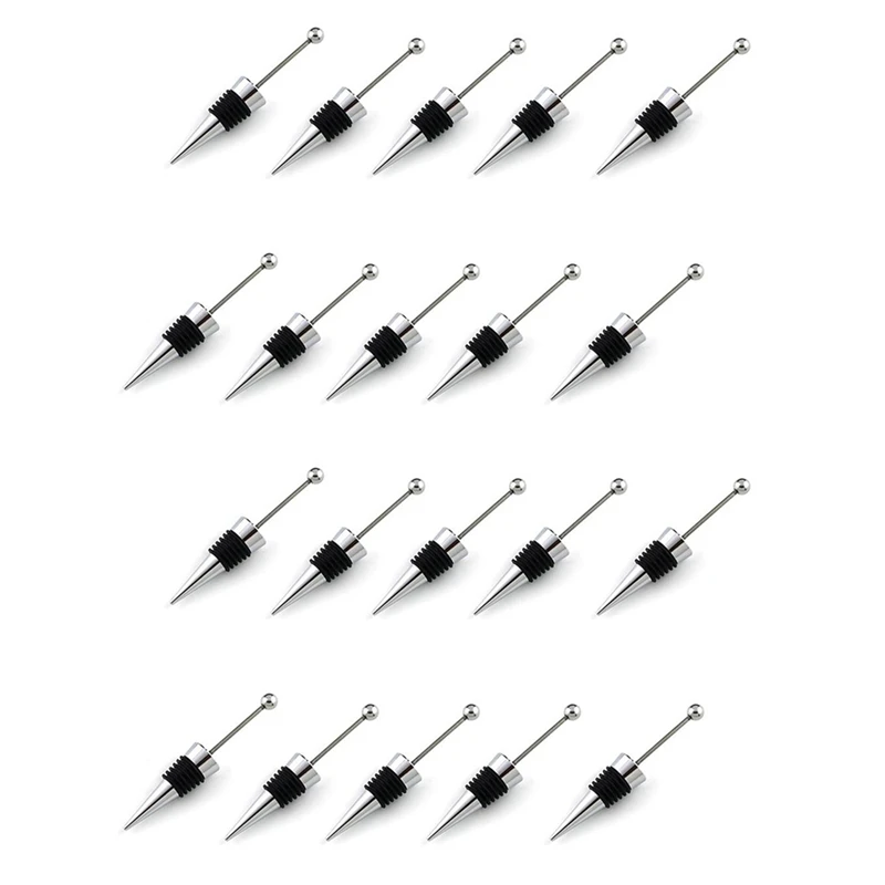 

20Pcs Gadget Add A Bead Rhinestone Lampwork Decorative Beaded Wine Bottle Stopper Zinc Alloy Silver Beadable Bottle Sto