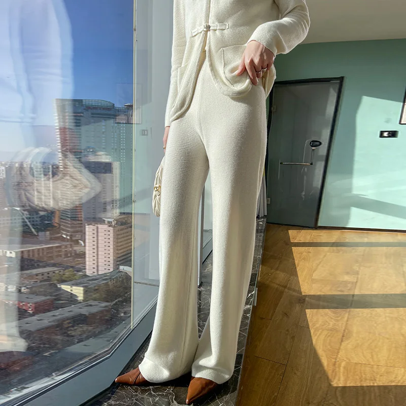 Комплект из двух предметов кардиган чистой шерсти в китайском стиле женские