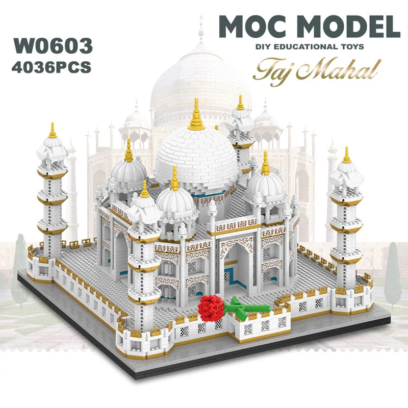 

MOC MINI City Taj Mahal Palace House Building Block Street View Famous Oxford Architecture Decoration Bricks Boys Kids Toy Gifts