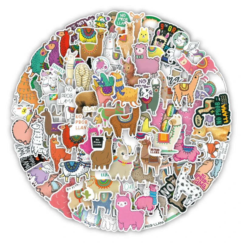 

Cartoon Anime Kawaii Alpaca Stickers for Laptop Suitcase Stationery Waterproof Decals Album Graffiti Kids Toys Birthday Gifts