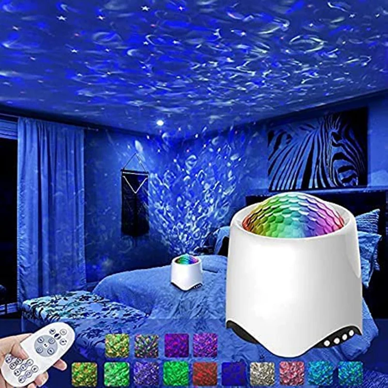 

Galaxy Projector LED Light, Ocean Wave Starry Sky Night Light With Colour Changing Music Player Sound Sensor Remote