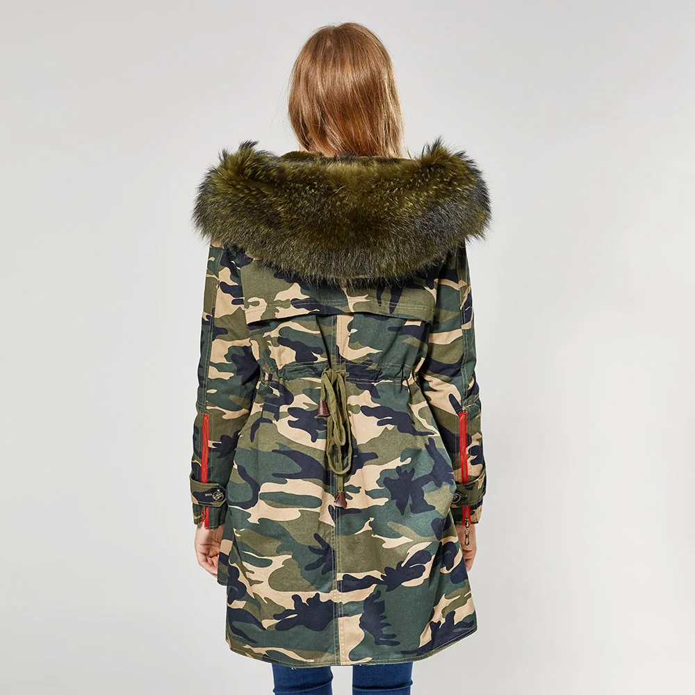 Mmaomaokong 2021 модная зимняя куртка из натурального меха пальто с воротником енота