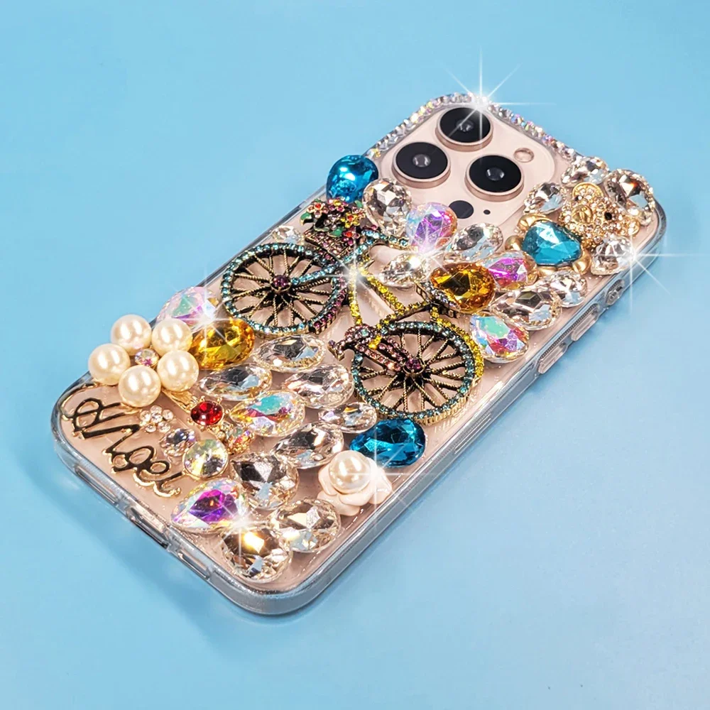 Чехол со стразами Sunjolly для iPhone 16 15 Pro Max 14 13 12 11 Xr Xs MAX 8 7 Plus