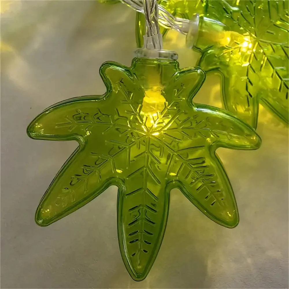 

LED гирлянда с зелеными листьями, 1 шт.