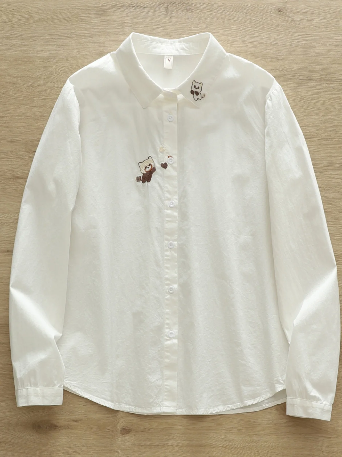 Осенние новые художественные рубашки с вышивкой мультяшного медведя женские