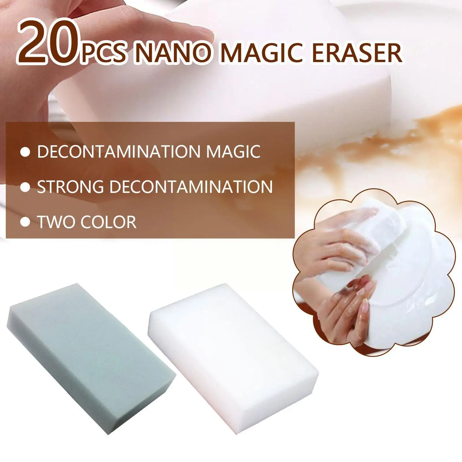 

20pcs Wipe Nanometer Friction Slimy Gel Clean Melamine Sponge Tech Eponge Cleaner Eraser K1o5