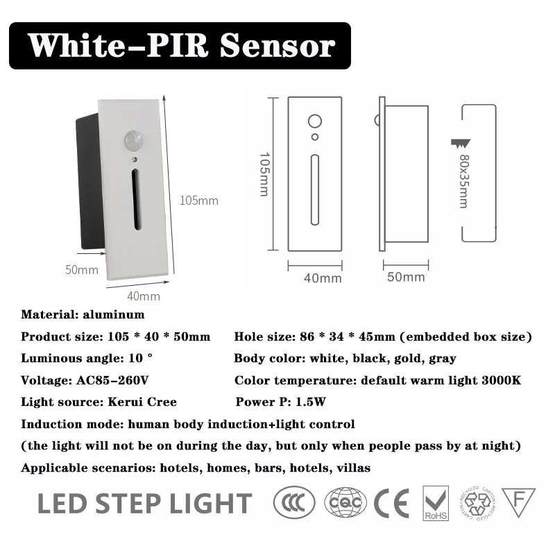 

Встраиваемый LED светильник Zhengde lighting для лестницы