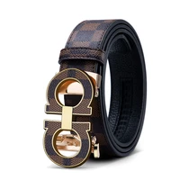 aa letter gold silver non fading automatic buckle retro plaid cowhide fashion young mens belt