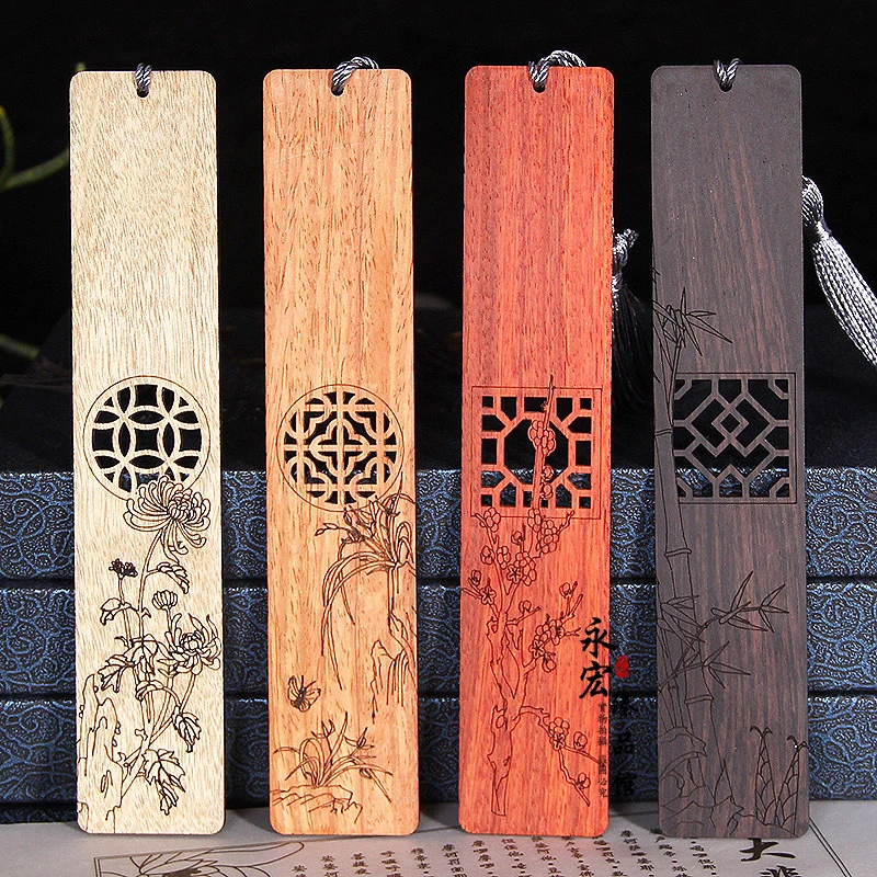 

Chinese Retro Carving Plum Blossom Wooden Bookmarks Ebony Hollow Creative Book Mark Page Folder Student Supply School Stationery
