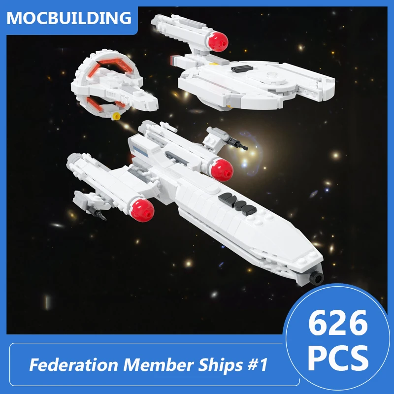 

Federation Member Ships #1 1:1250 Scale Model Moc Building Blocks Diy Assemble Bricks Space Educational Kids Toys Gifts 626PCS