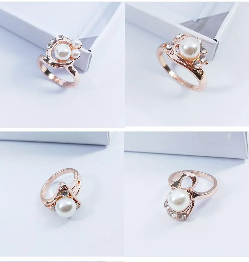 Женское кольцо с крупным геометрическим жемчугом и стразами 12 шт./лот - купить по