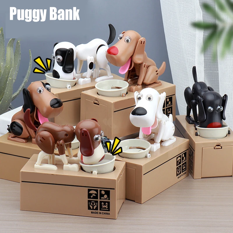 

Electronic Piggy Bank Money Box Automated Cartoon Robotic Dog Steal Children's Coin Saving Banks Plastic Kids Gift Home Decor