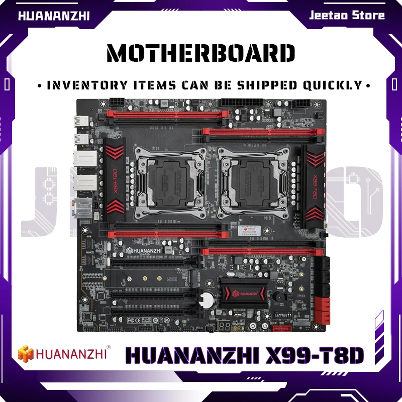 

Материнская плата HUANANZHI X99-T8D Suports Intel Dual CPU X99 LGA 2011-3 E5 V3 DDR3 RECC M.2 NVME NGFF USB3.0 E-ATX Серверная материнская плата