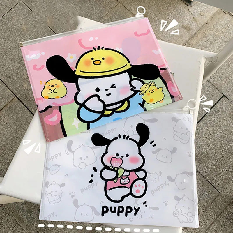 

Прозрачная Сумка для документов Sanrio, тестовая бумага на молнии, водонепроницаемая, для студентов, A4, A5, A6