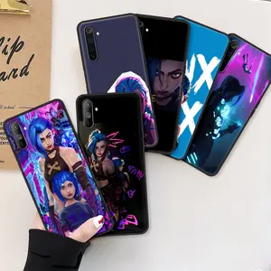 arcane cool jinx mobile phones cover for realme 8 6pro c21 c3 c12 xt 7 5 gt master black case c21y c15 c11 x50 celular coque free global shipping