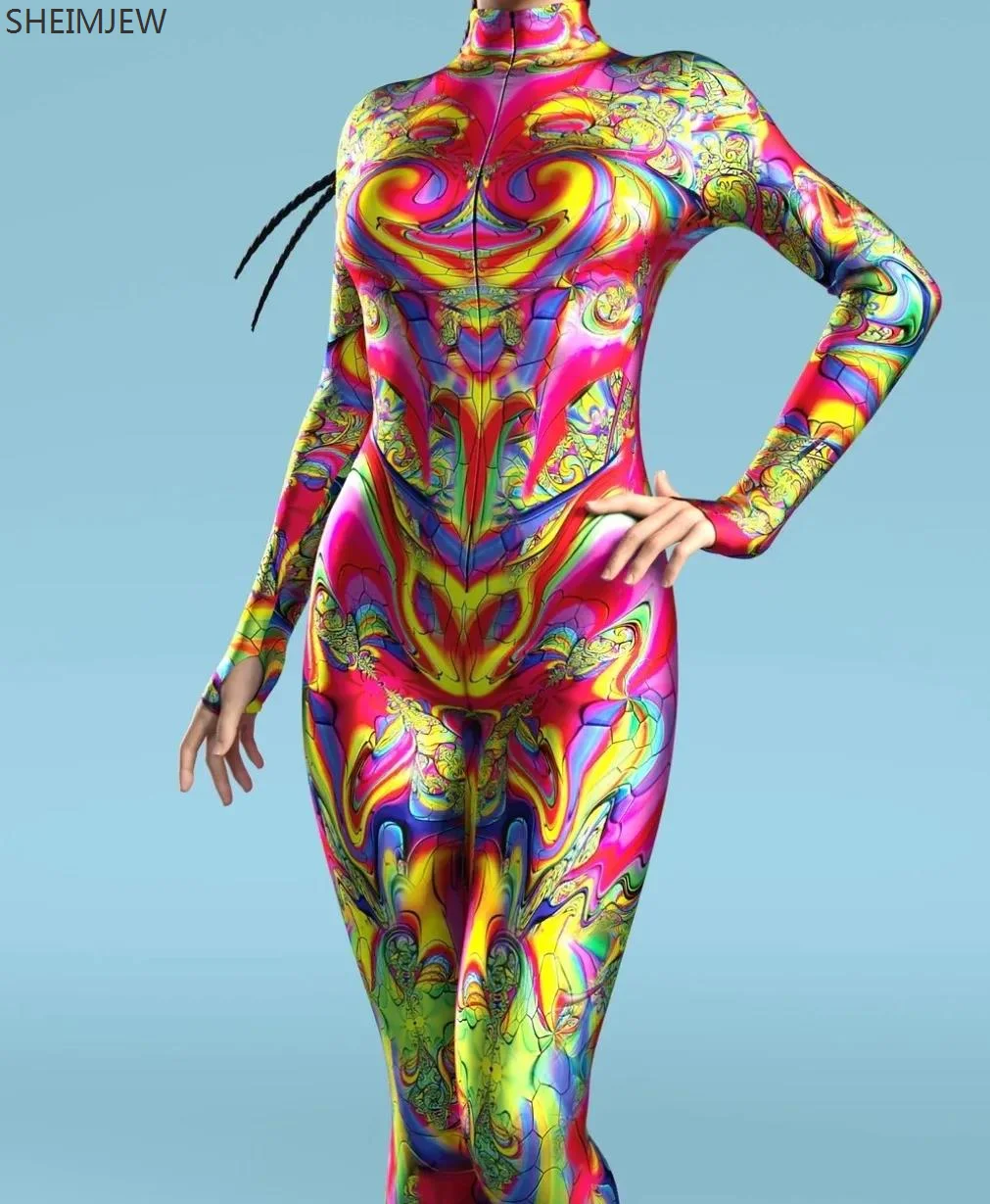 Марокканский Стиль 3D узор комбинезон сексуальный женский косплей Zentai костюм