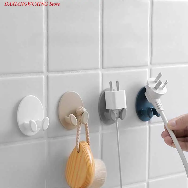 

2pcs/set Plastic Hooks Sticky Hook TV Practical Wall Storage Holder Strong Hanger