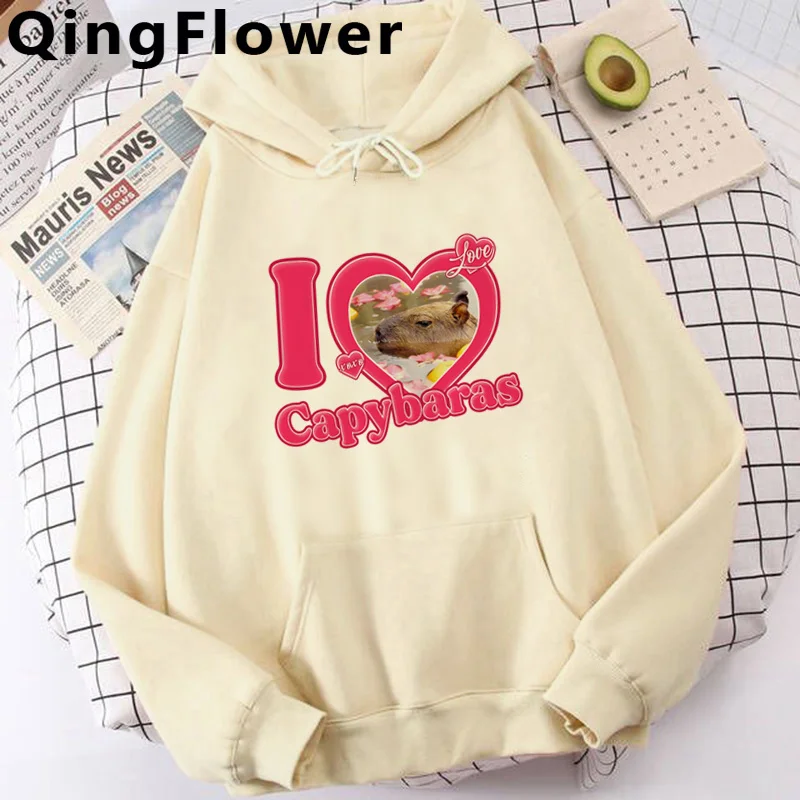 

Capybara hoodies male manga harajuku men clothing anime