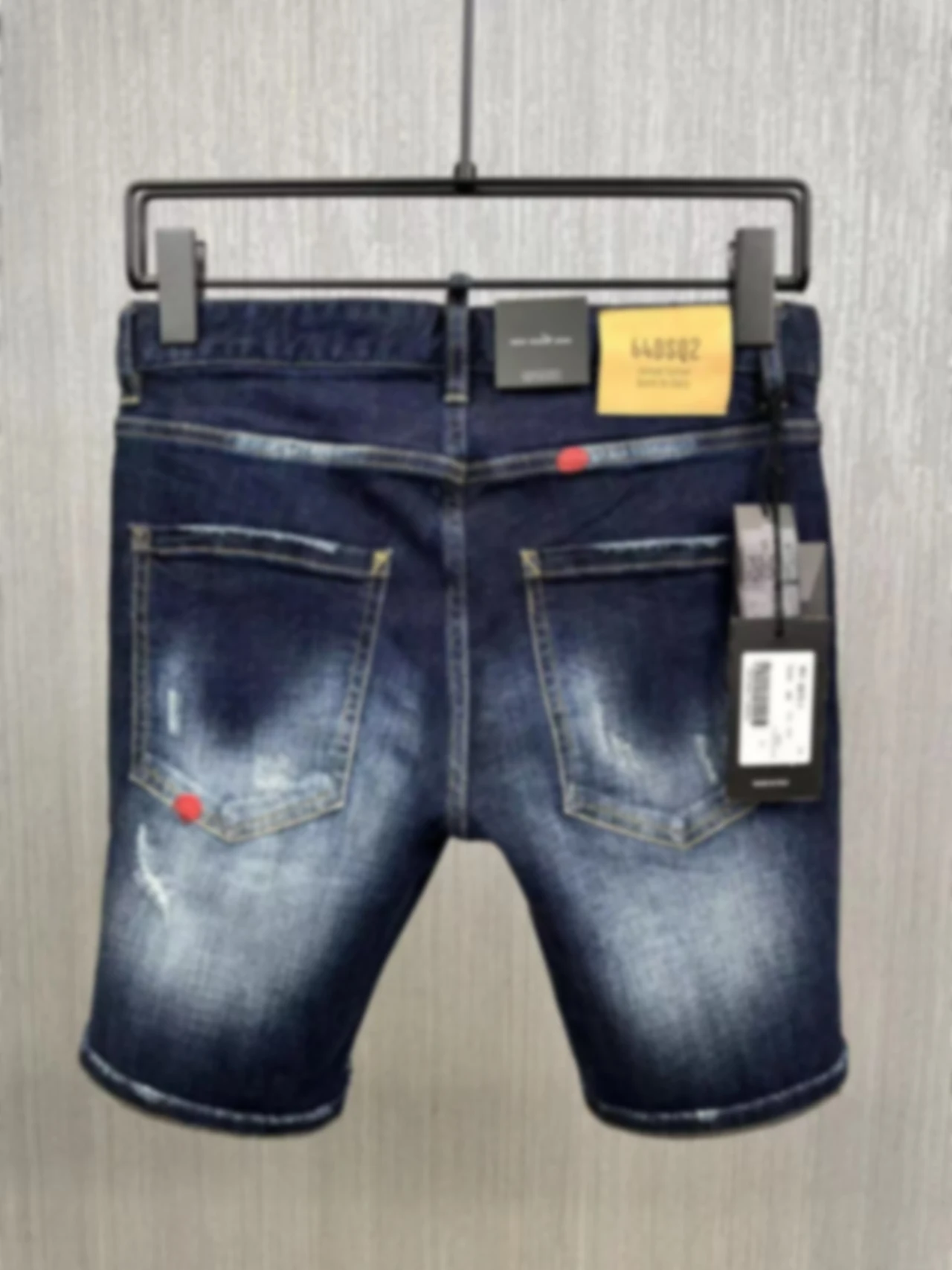 2023 Spring/Summer D2 Jeans New Men's Jeans Shorts Fashion Slim Fit Patch Elastic Capris Shorts Fashion Men's Speckle Ink