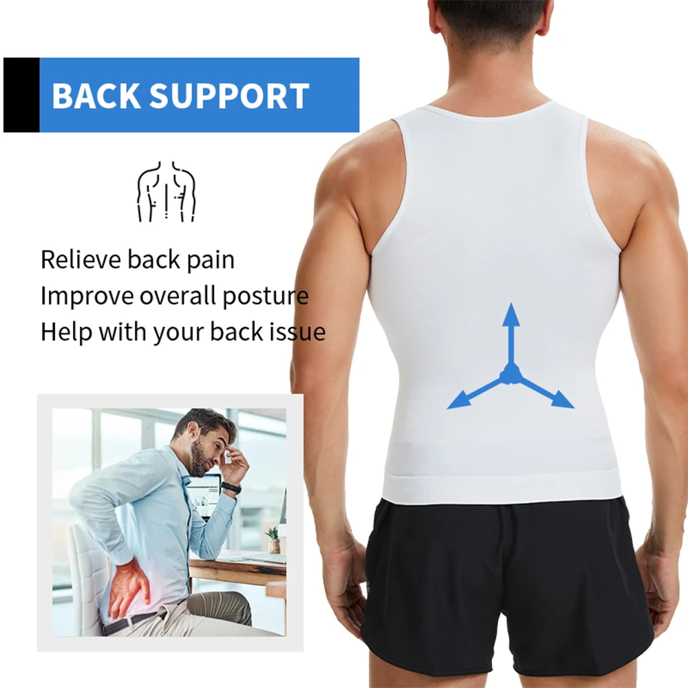 Фото Мужская рубашка для похудения Body Shaper с v-образным вырезом, жилет для живота, компрессионный базовый слой, тонкая майка для мышц, корректирующее белье №4