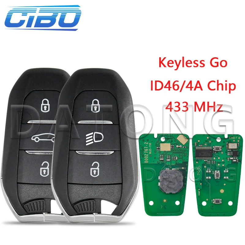 

Car Remote Control Key For Peugeot 208 308 3008 508 5008 Citroen C4 C4L DS4 DS5 4A /ID46 Chip 434MHz Keyless Entry