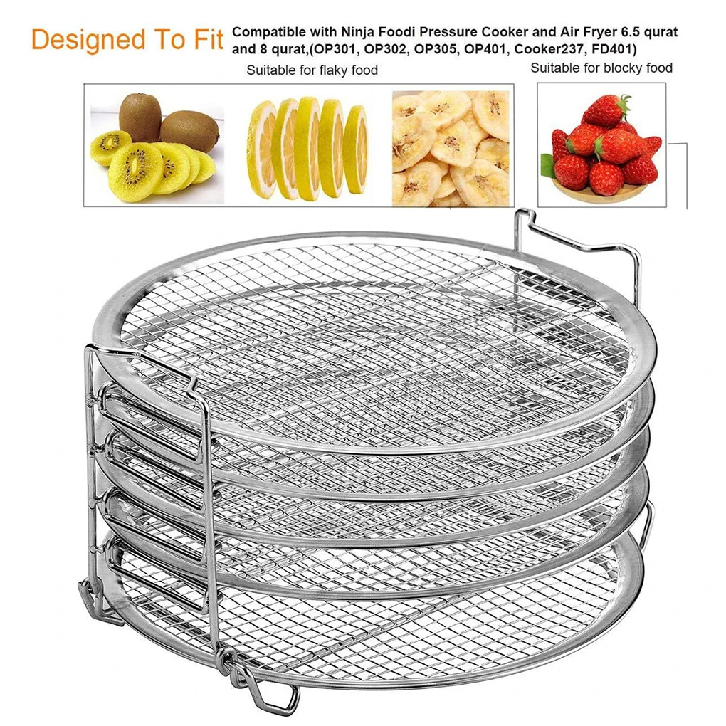 

Air Fryer Dehydrator Rack 5-layer Stainless Steel Stand Pressure Cooker Accessories Replacement for Ninja Foodi