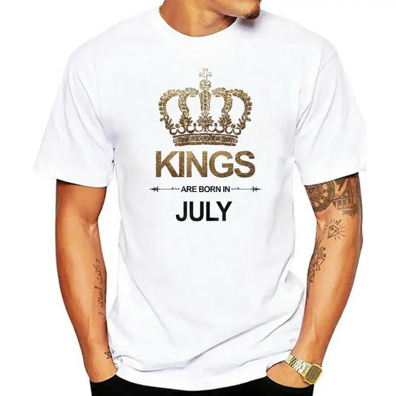 

2022 Summer Cool Men T Shirt Kings Are Born In July Birthday Anniversary Gift Men's T-Shirt